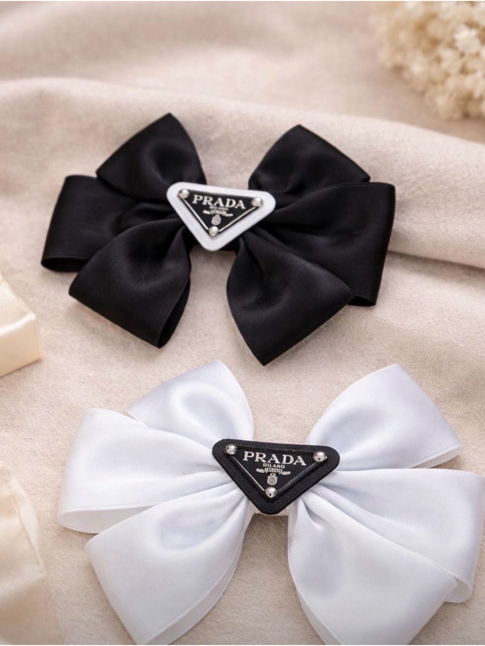 GWP Satin Bow Hair Clips - Black & White